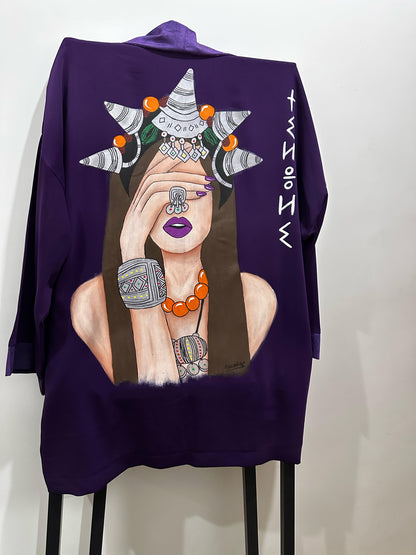 Dar Chi Amazigh white Kimono Unisex Yaz ⴰⵣⵓⵍ