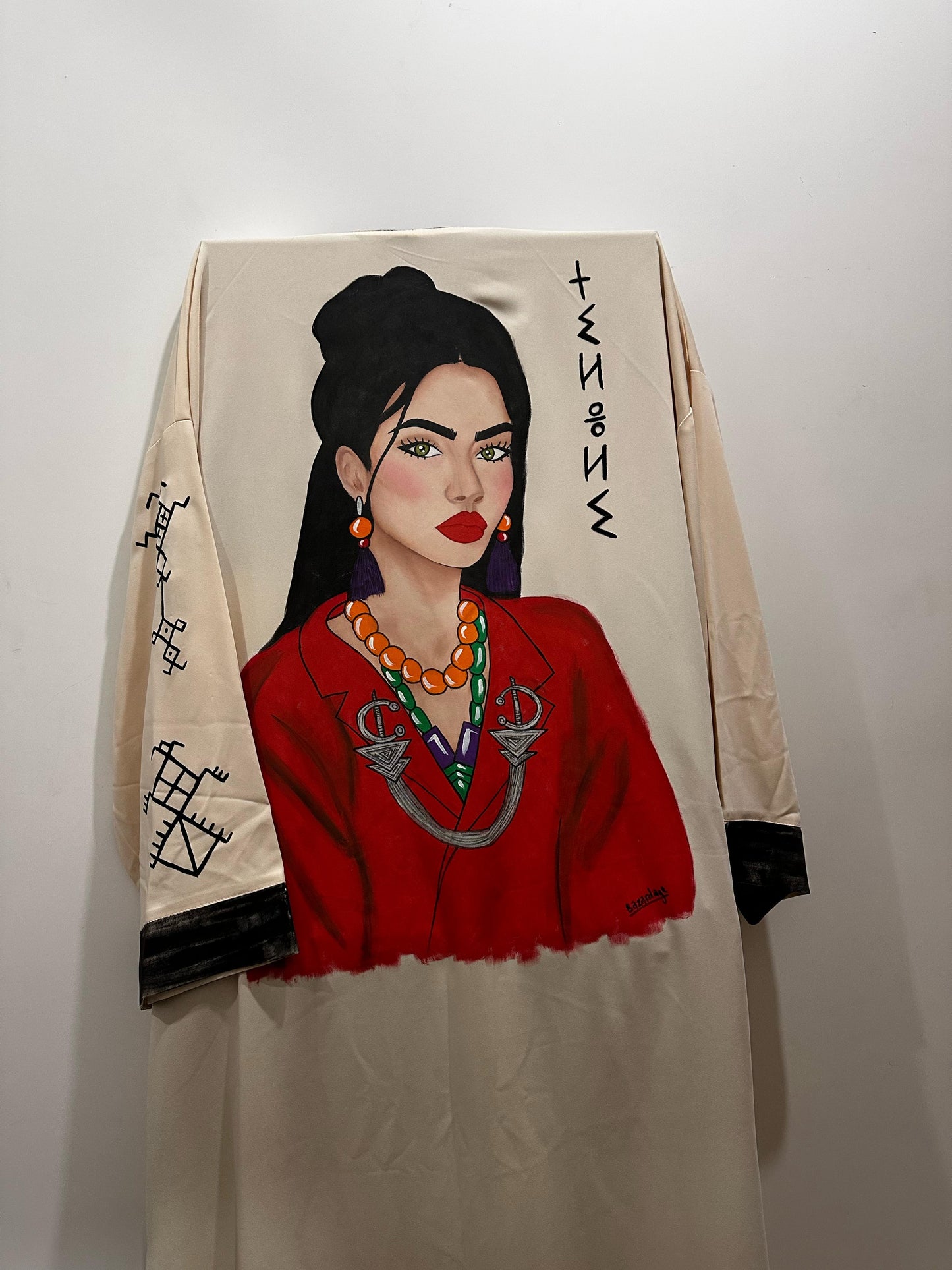 Dar Chi Amazigh white Kimono Unisex Yaz ⴰⵣⵓⵍ