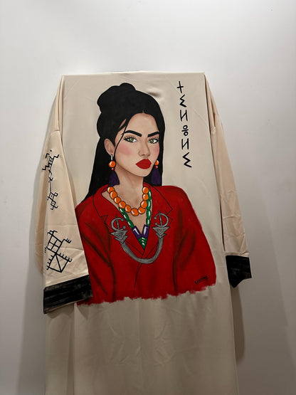 Dar Chi Amazigh white Kimono Unisex Yaz ⴰⵣⵓⵍ