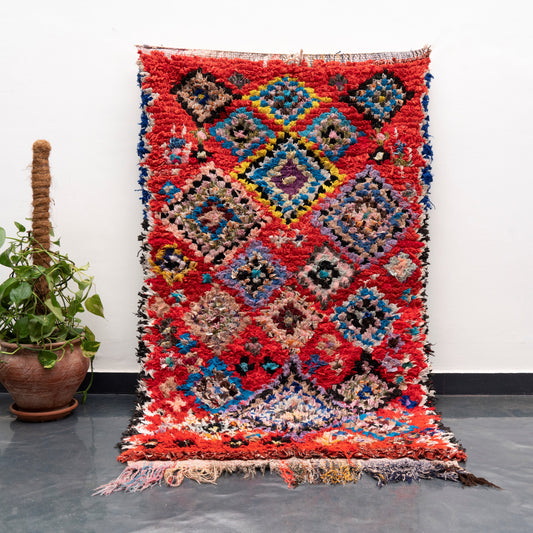 Handmade Amazigh Boucherouite Rug. FREE SHIPPING