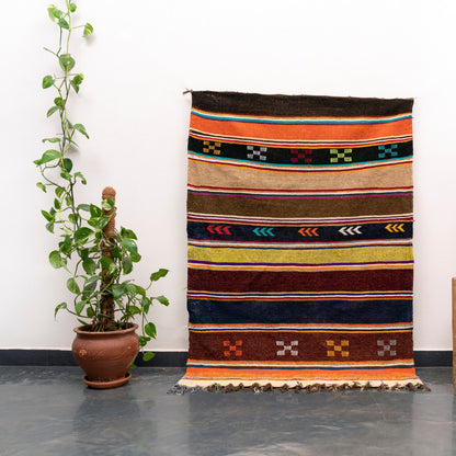 3X5 ft Handmade Amazigh Kilim Rug Merzuga ⴰⵢⵢⵓⵔ. FREE SHIPPING