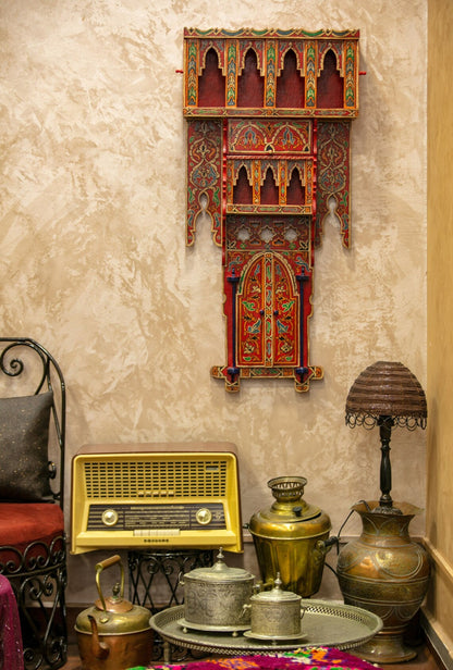 Handmade Moroccan shelf Ahidus red.