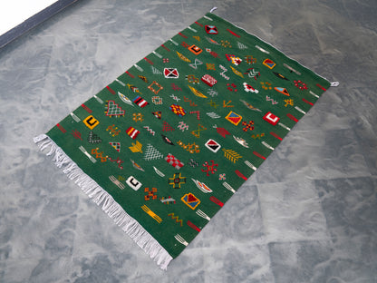 3X5 ft Handmade Amazigh Kilim Rug Sakina ⴰⵏⵉⵔ. FREE SHIPPING