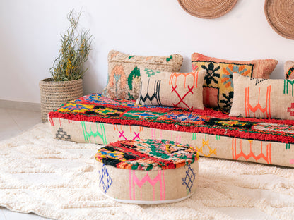 7ft Handmade Amazigh Vintage Sofa ⵉⵣⵉⴼⴼⴰⴽ. FREE SHIPPING