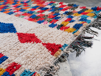 3x7 Handmade Vintage Amazigh Rug Boucherouite Afus. FREE SHIPPING