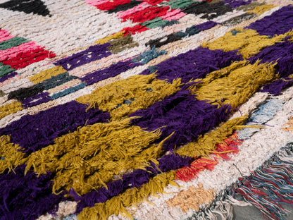 3x7 Handmade Vintage Amazigh Rug Boucherouite Afus. FREE SHIPPING