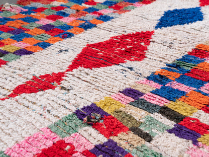 3x7 Handmade Vintage Amazigh Rug Boucherouite Afus. FREE SHIPPING
