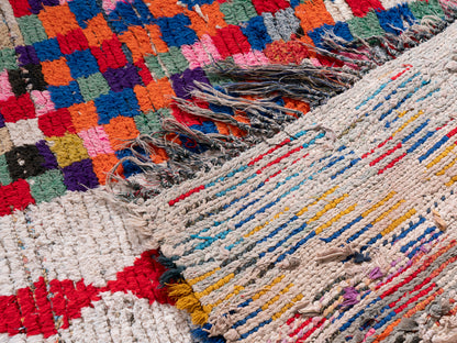 3x7 Handmade Vintage Amazigh Rug Boucherouite Afus. FREE SHIPPING