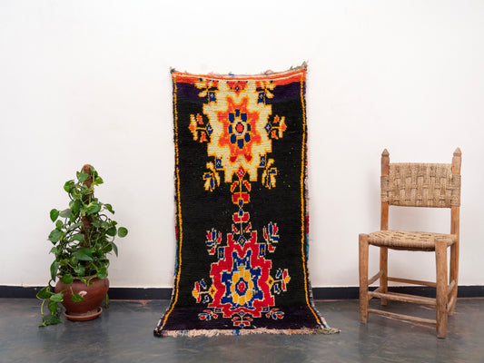 3x6 Handmade Vintage Amazigh Rug Argana ⵢⴰⵣ. FREE SHIPPING