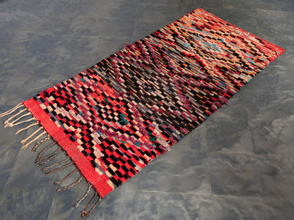 3x7 Handmade Vintage Amazigh Rug Hamsa ⵢⴰⵣ. FREE SHIPPING