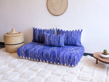 4ft Handmade Amazigh Vintage Sofa Azzur ⵢⴰⵣ. FREE SHIPPING