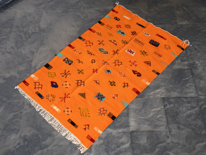 Handmade Amazigh Kilim Rug Takama. FREE SHIPPING