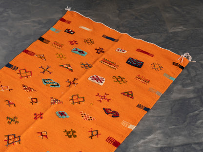 Handmade Amazigh Kilim Rug Takama. FREE SHIPPING