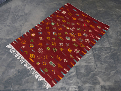 Handmade Amazigh Kilim Rug Ahidous. FREE SHIPPING