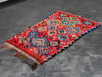 Handmade Amazigh Boucherouite Rug. FREE SHIPPING