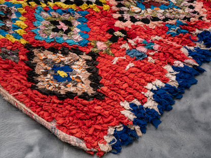 Handmade Amazigh Boucherouite Rug. FREE SHIPPING