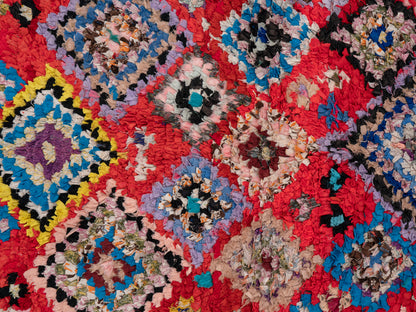 Handmade Amazigh Boucherouite Rug. FREE SHIPPING