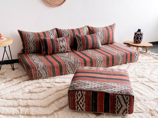 6ft Handmade Amazigh Vintage Sofa Azrou ⴰⵓⵔⵉⵏⵊ. FREE SHIPPING