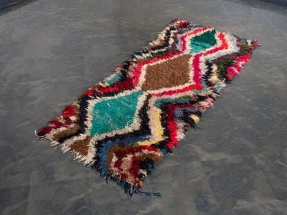 3X6 Handmade Amazigh Rug Boucherouite. FREE SHIPPING