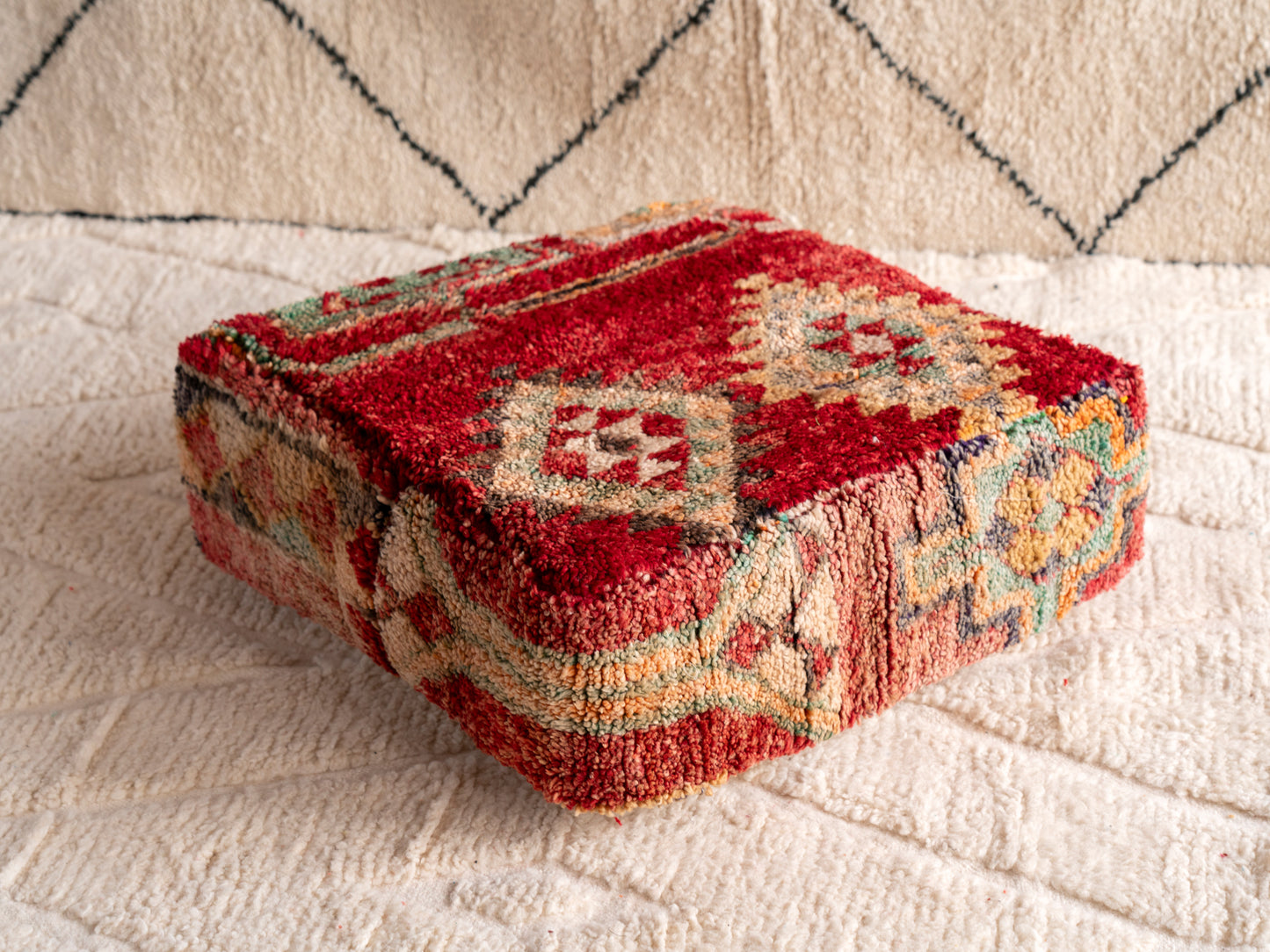 Handmade Vintage Amazigh floor poof Azrou