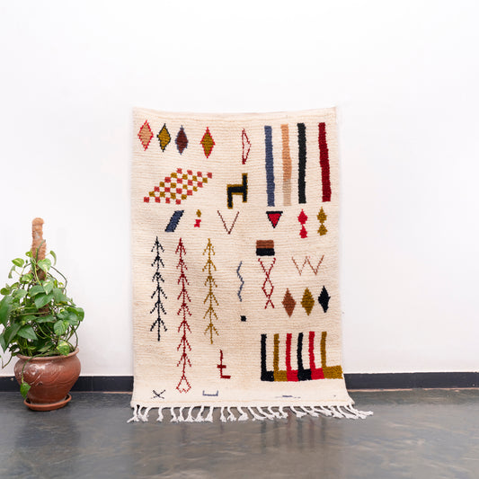 3x5 ft Handmade Rug Amazigh Azilal ⴰⴼⵓⵍⴽⵉ. FREE SHIPPING
