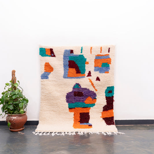 4x5 ft Handmade Rug Amazigh Amoud ⴰⵢⵢⵓⵔ. FREE SHIPPING