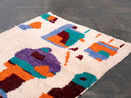 4x5 ft Handmade Rug Amazigh Amoud ⴰⵢⵢⵓⵔ. FREE SHIPPING