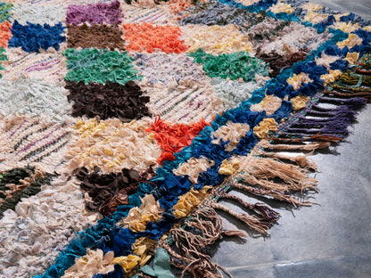 3X6 Handmade Amazigh Vintage Rug Boucherouite Taghazout. FREE SHIPPING