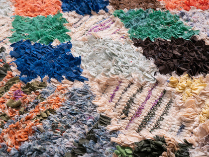 3X6 Handmade Amazigh Vintage Rug Boucherouite Taghazout. FREE SHIPPING