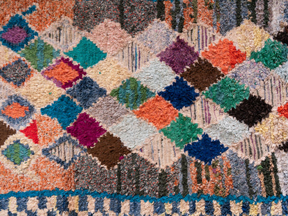 3X6 Handmade Amazigh Vintage Rug Boucherouite Taghazout. FREE SHIPPING