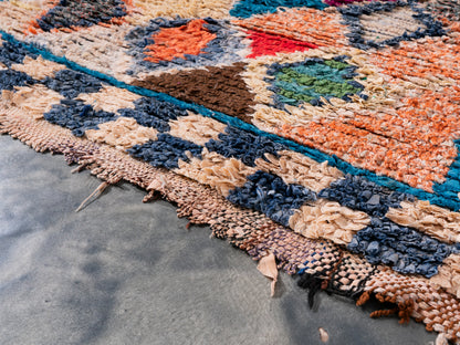 3X6 Handmade Amazigh Vintage Rug Boucherouite Taghazout. FREE SHIPPING