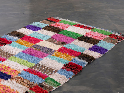 3x7 Handmade Amazigh Rug Boucherouite Tighasaline. FREE SHIPPING