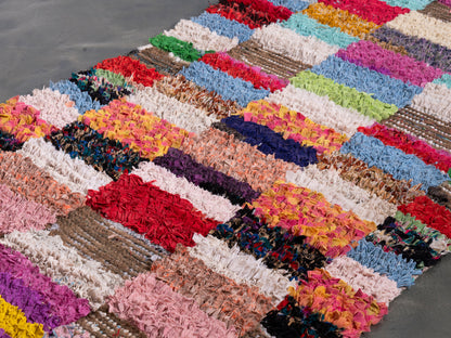 3x7 Handmade Amazigh Rug Boucherouite Tighasaline. FREE SHIPPING