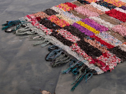 3x7 Handmade Amazigh Rug Boucherouite Tighasaline. FREE SHIPPING