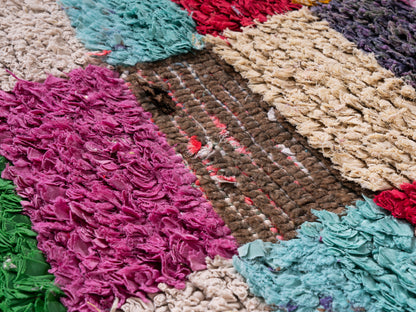 3x7 Handmade Amazigh Rug Boucherouite Tighasaline. FREE SHIPPING