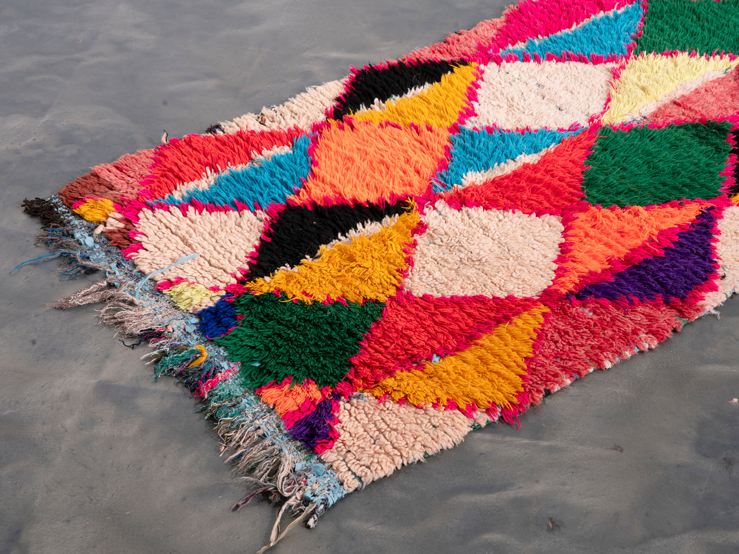 3x7 Handmade Amazigh Rug Boucherouite Iddar. FREE SHIPPING