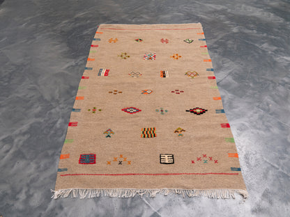 Handmade Amazigh Kilim Rug Sekkura. FREE SHIPPING