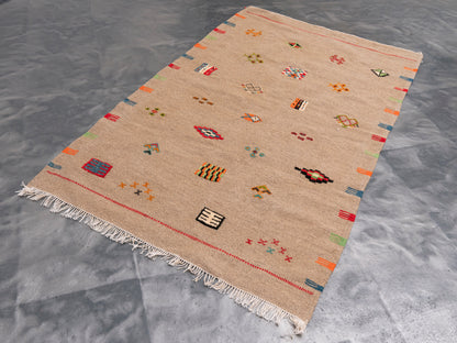 Handmade Amazigh Kilim Rug Sekkura. FREE SHIPPING