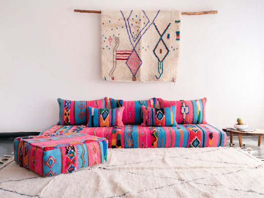 7ft Handmade Amazigh Vintage Sofa ⵉⵣⵉⴼⴼⴰⴽ. FREE SHIPPING