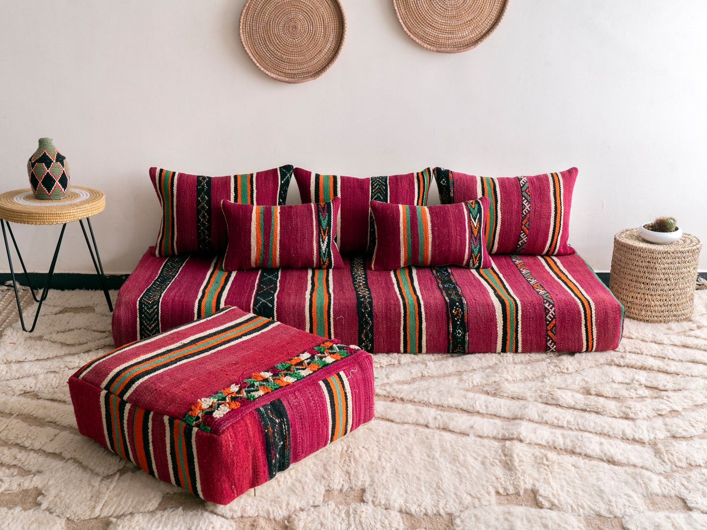 6ft Handmade Amazigh Vintage Sofa Imouzer ⴰⵓⵔⵉⵏⵊ. FREE SHIPPING