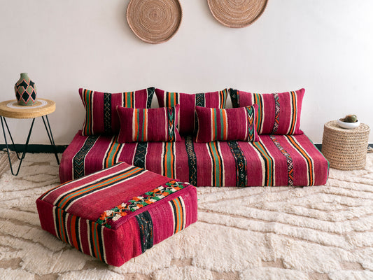 6ft Handmade Amazigh Vintage Sofa Imouzer ⴰⵓⵔⵉⵏⵊ. FREE SHIPPING