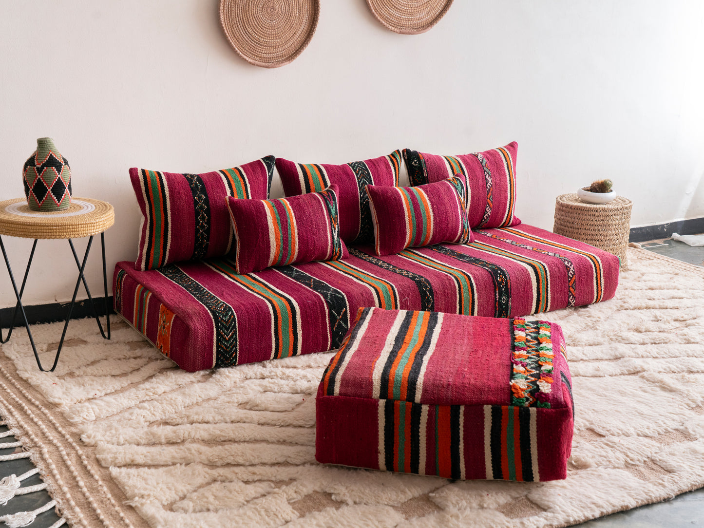 6ft Handmade Amazigh Vintage Sofa Imouzer ⴰⵓⵔⵉⵏⵊ. FREE SHIPPING
