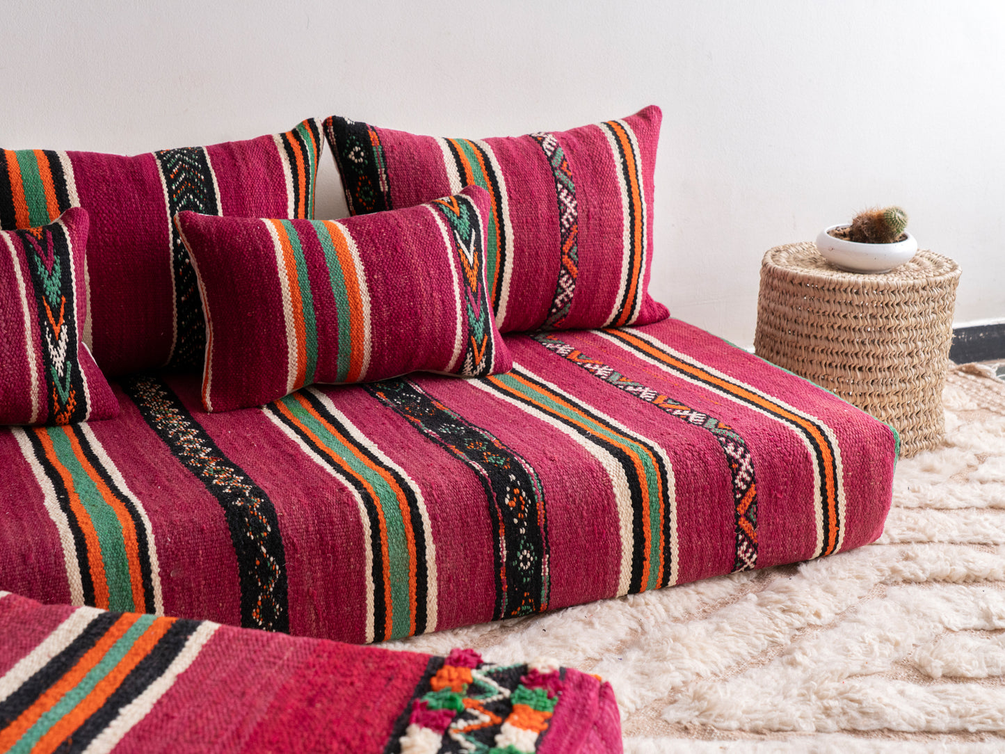 6ft Handmade Amazigh Vintage Sofa Imouzer ⴰⵓⵔⵉⵏⵊ. FREE SHIPPING