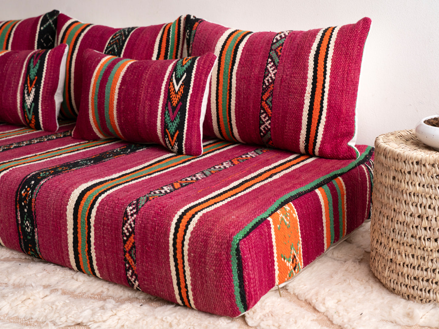 6ft Handmade Amazigh Vintage Sofa Imouzer ⴰⵓⵔⵉⵏⵊ. FREE SHIPPING