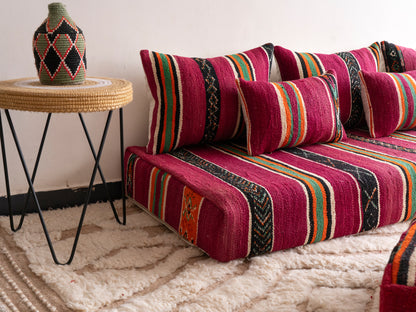 6ft Handmade Amazigh Vintage Sofa Imouzer ⴰⵓⵔⵉⵏⵊ. FREE SHIPPING