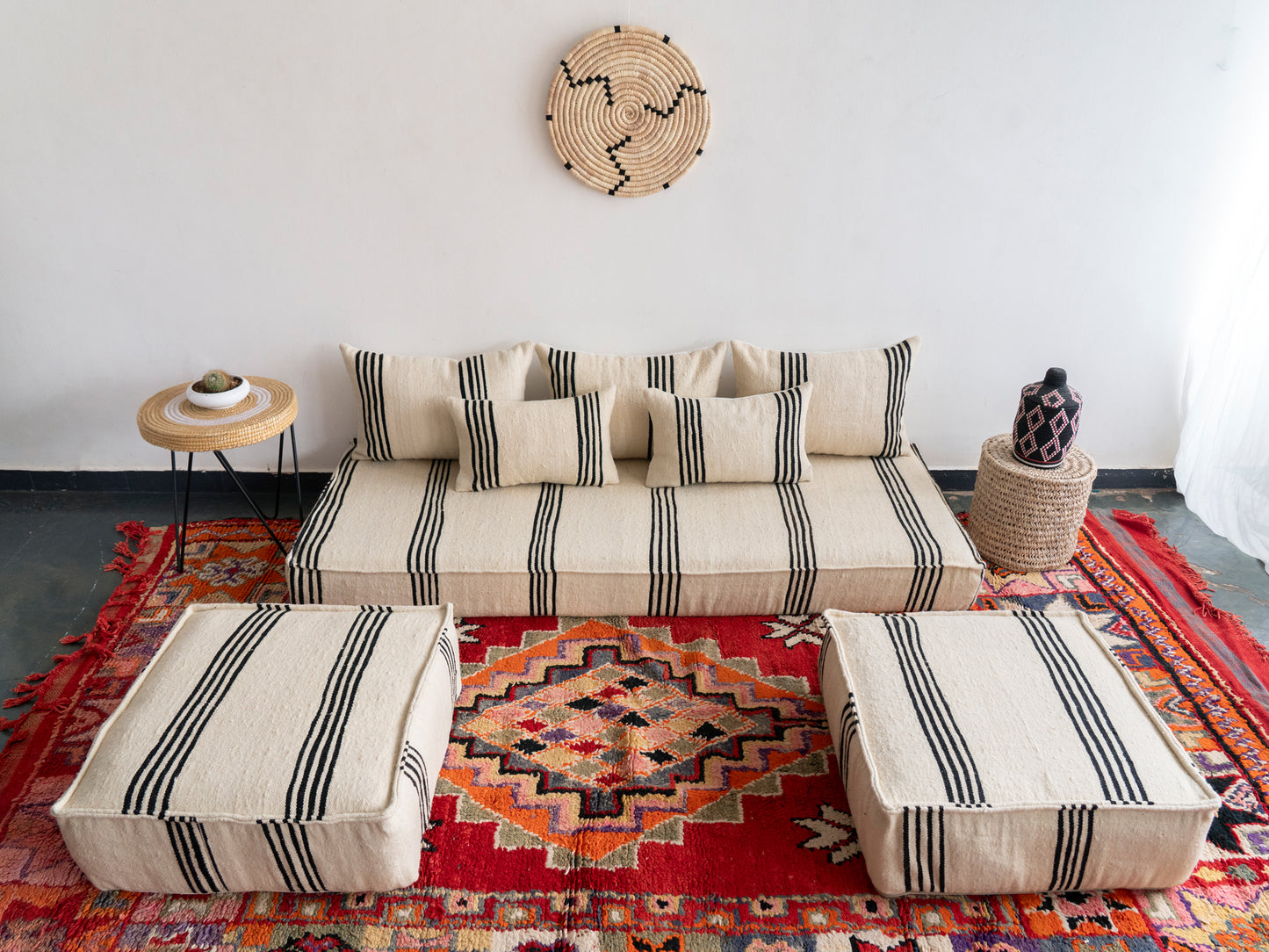 6ft Handmade Amazigh Vintage Sofa Eli ⴰⵓⵔⵉⵏⵊ. FREE SHIPPING