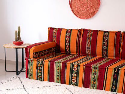 180cm/6ft Handmade Amazigh Sofa Kilim Nouh ⴰⵓⵔⵉⵏⵊ
