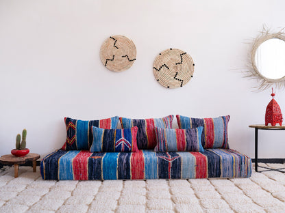 6ft Handmade Amazigh Boucherouite Sofa ⵉⵣⵉⴼⴼⴰⴽ. FREE SHIPPING
