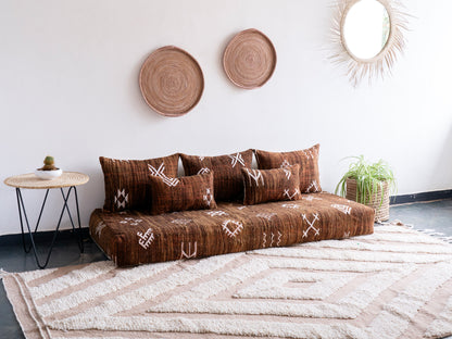 6ft Handmade Amazigh Sofa Kilim Nouh ⴰⵓⵔⵉⵏⵊ. FREE SHIPPING