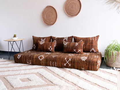 6ft Handmade Amazigh Sofa Kilim Nouh ⴰⵓⵔⵉⵏⵊ. FREE SHIPPING